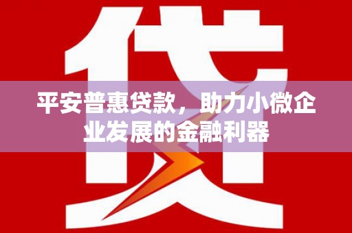 绛县平安普惠贷款，助力小微企业发展的金融利器